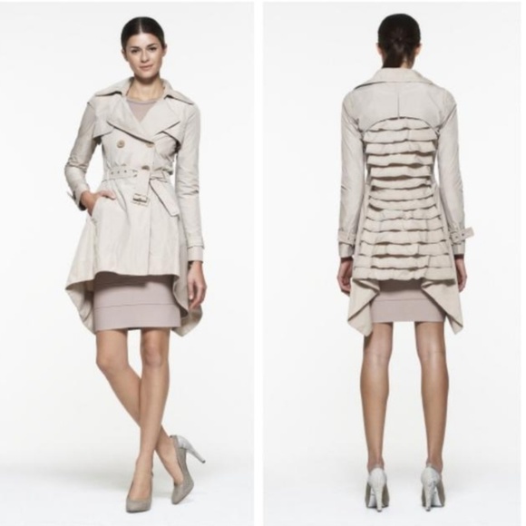 BCBG Elegant OPHELIA Ruffle Trench